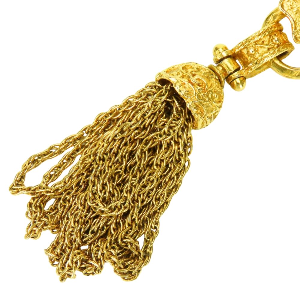 Chanel Necklace CC Logo Fringe Metal Gold Plated Long — view 3