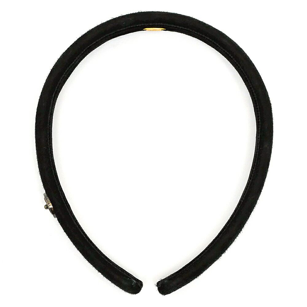 Chanel Headband CC Logo Velour Black BK Hair — view 2
