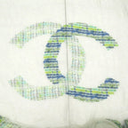 Chanel CC Logo Large Shawl Cashmere Silk Green Blue White — view 5