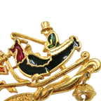 Hermes Christmas Reindeer Santa Cloisonne Metal Gold Brooch Red — view 5