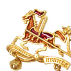 Hermes Christmas Reindeer Santa Cloisonne Metal Gold Brooch Red — view 6