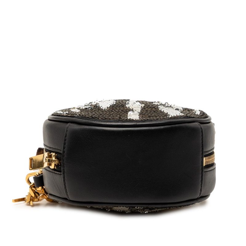 Saint Laurent Cassandra Crossbody Chain Shoulder Bag Black Gold Leather Sequin — view 3