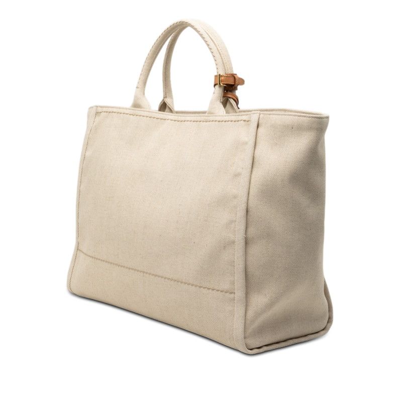 Prada White Beige Canvas Leather — view 2