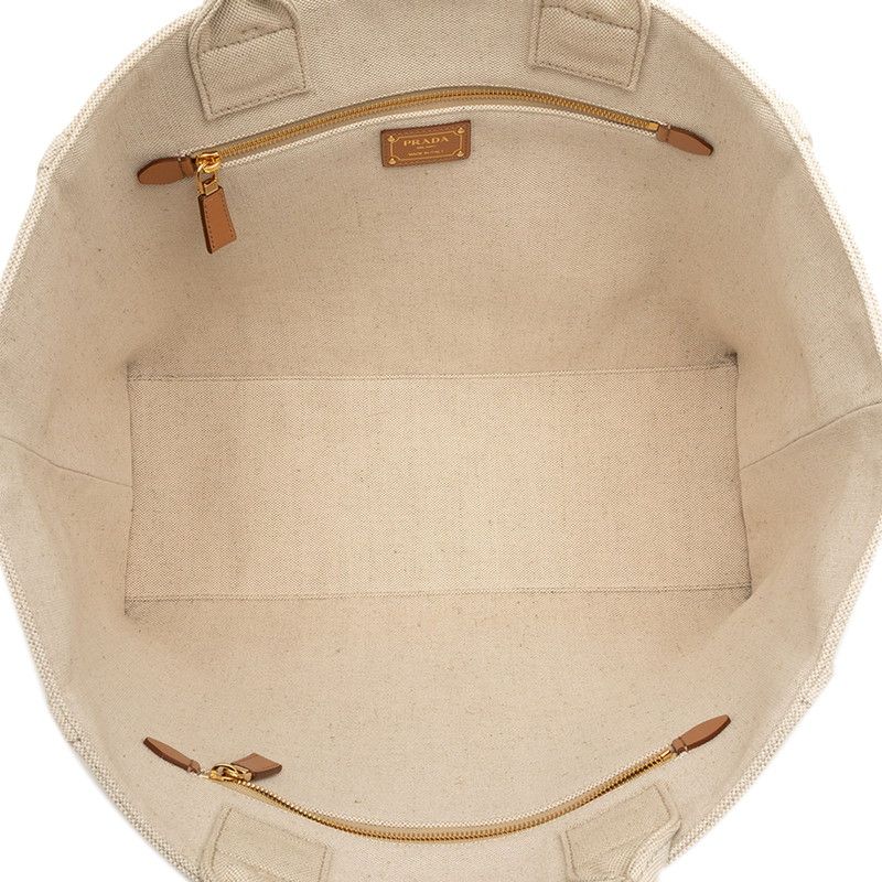 Prada White Beige Canvas Leather — view 4