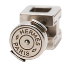 Hermes Cage de Ash Cube Stud Earrings Silver Ivory Metal — view 3