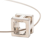 Hermes Cage de Ash Cube Silver Metal Necklace — view 3
