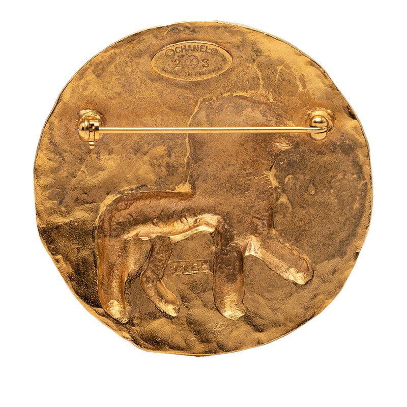 Chanel Lion CC Logo Vintage Brooch Gold Plated — view 2
