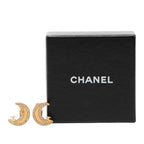 Chanel CC Logo Crescent Moon Rhinestone Gold Plated Ring — view 5