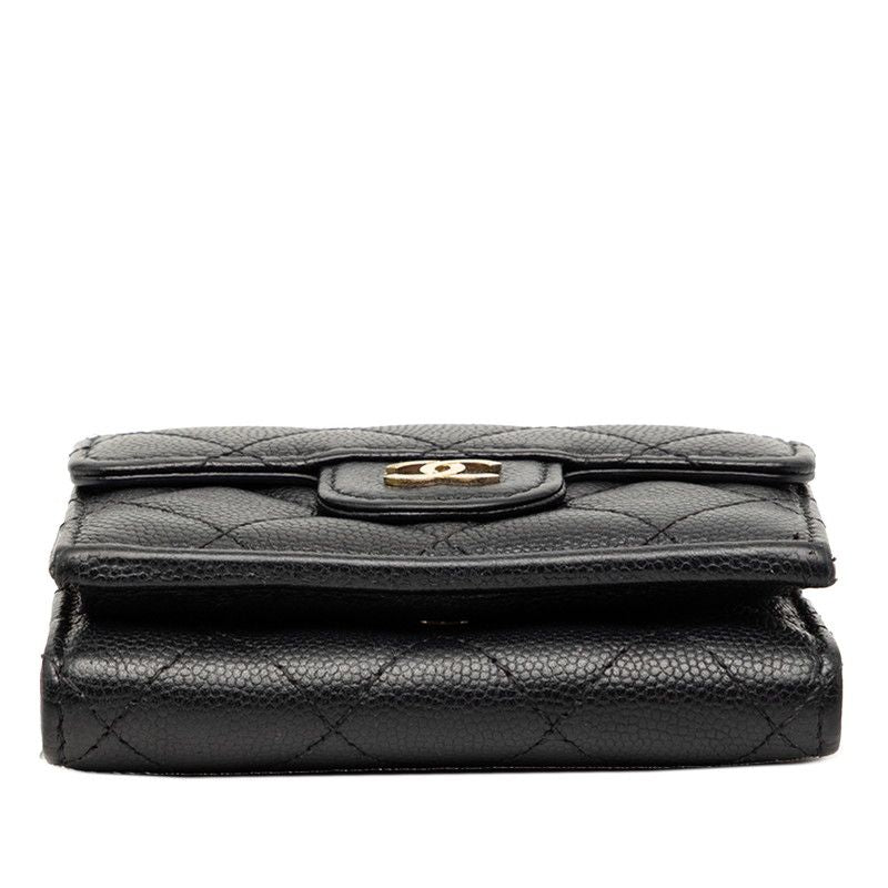 Chanel CC Logo Quilted Black Caviar Leather — view 3