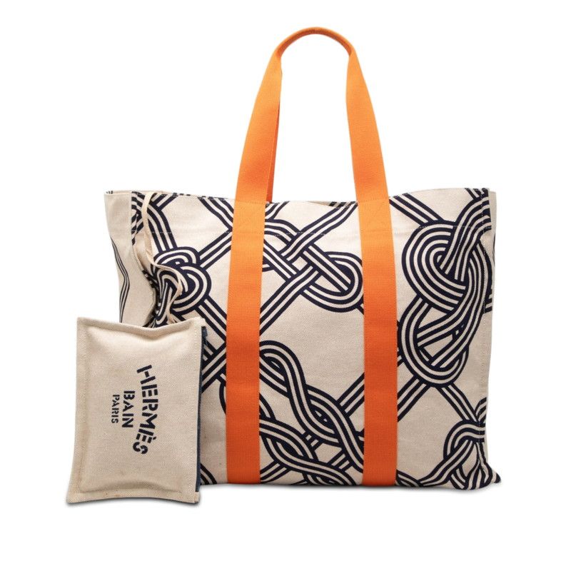 Hermes Ne Marant Beige Orange Navy Cotton Pouch — view 6