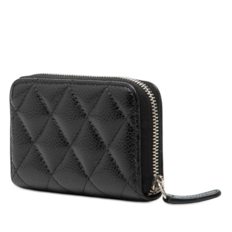 Chanel CC Logo Quilted Classic Zip Coin Purse Black Caviar Leather — view 2