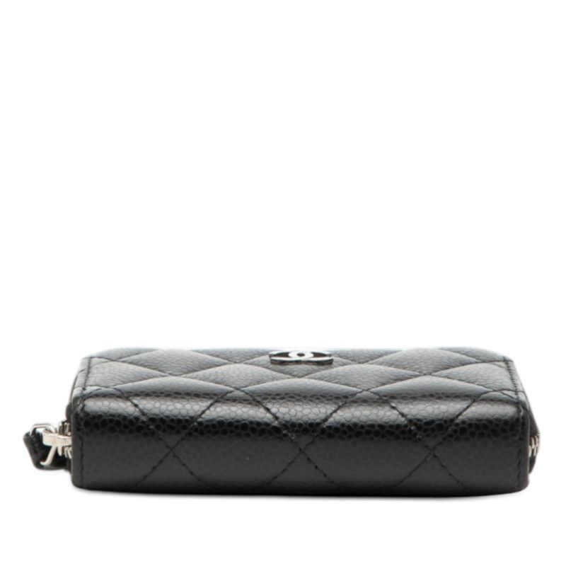 Chanel CC Logo Quilted Classic Zip Coin Purse Black Caviar Leather — view 3