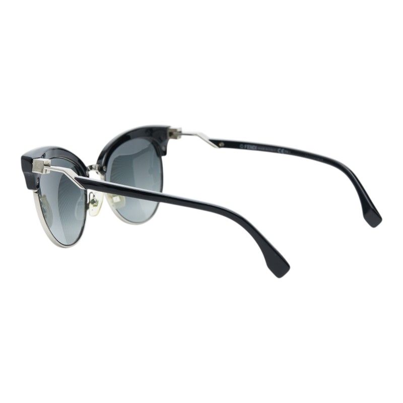 Fendi Logo Bro Type Cat Eye Sunglasses FF S Black Acetate Metal