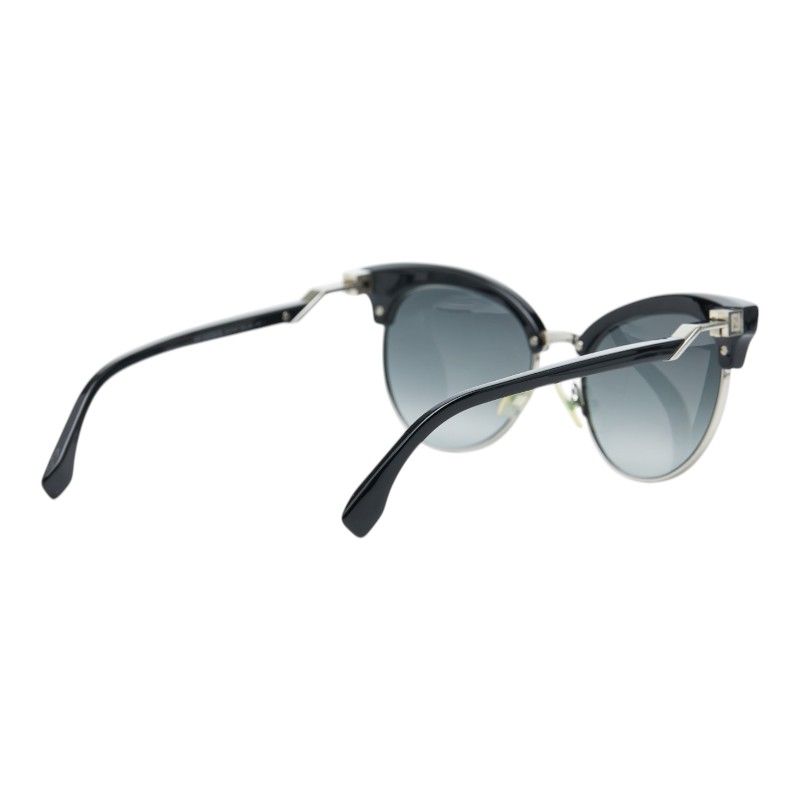 Fendi Logo Bro Type Cat Eye Sunglasses FF S Black Acetate Metal