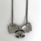 Chanel CC Logo Ribbon Motif Necklace Silver Plated — view 2