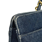 Chanel CC Logo Chain Tote Quilted Denim Blue — view 9