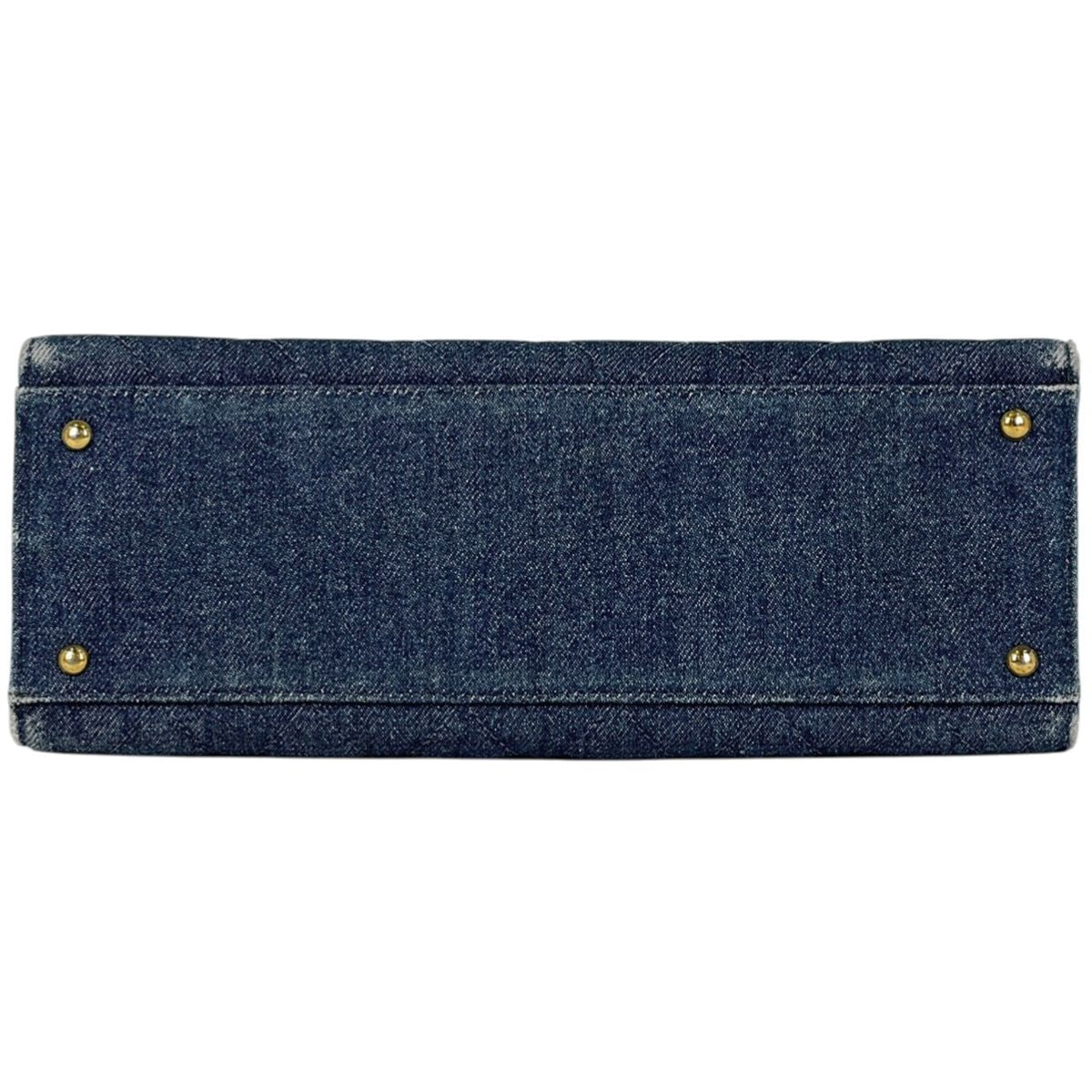 Chanel CC Logo Chain Tote Quilted Denim Blue — view 5