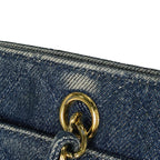Chanel CC Logo Chain Tote Quilted Denim Blue — view 7