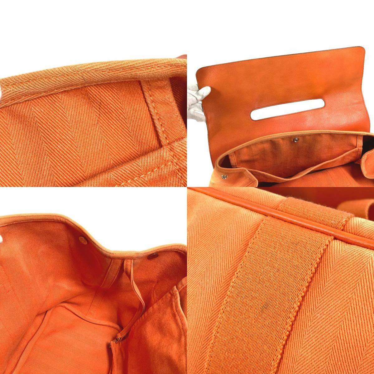 Hermes Handbag Valparaiso MM Toile Chevron Orange — view 9