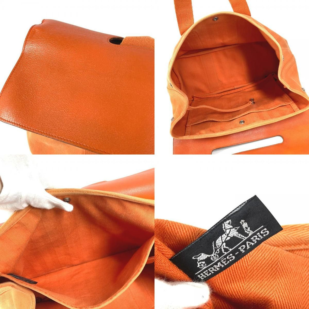 Hermes Handbag Valparaiso MM Toile Chevron Orange — view 8