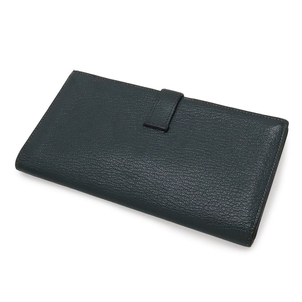 Hermes Bearn Souffle Bifold Wallet Chevre Leather Green — view 2