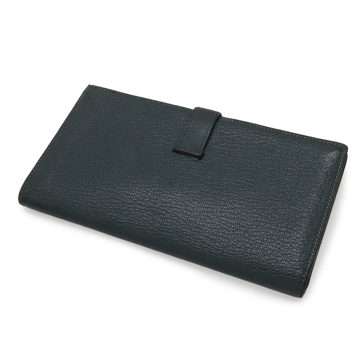 Hermes Bearn Souffle Bifold Wallet Chevre Leather Green — view 2