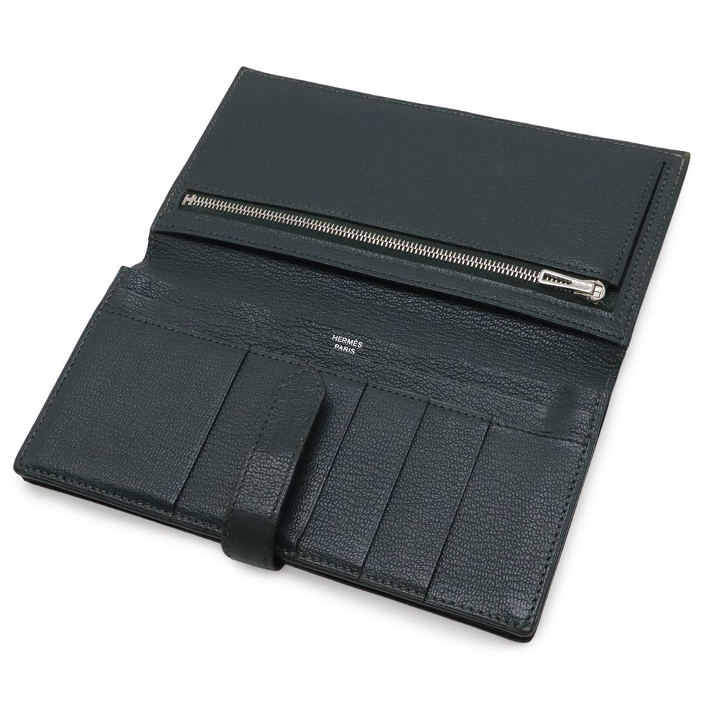 Hermes Bearn Souffle Bifold Wallet Chevre Leather Green — view 5
