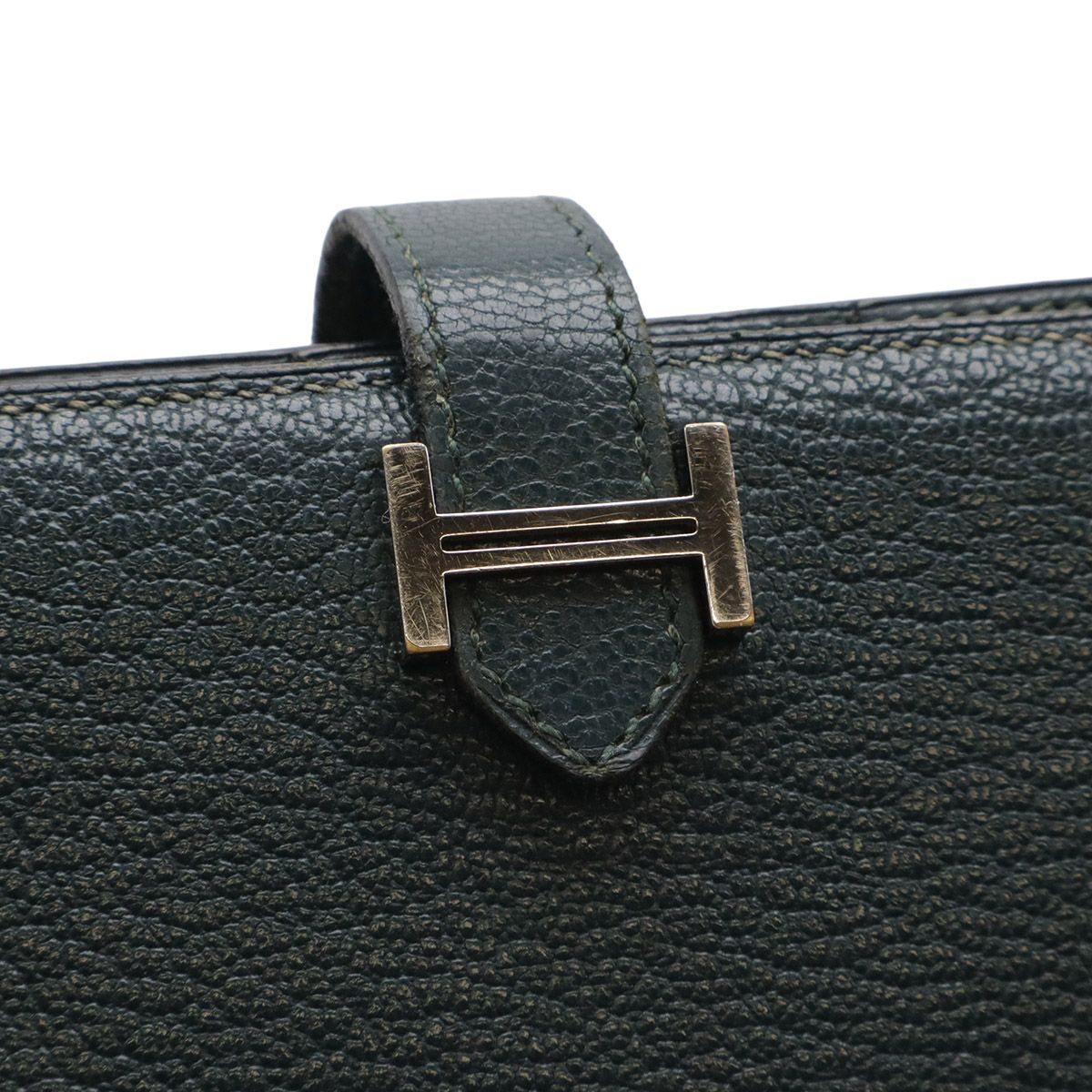 Hermes Bearn Souffle Bifold Wallet Chevre Leather Green — view 4