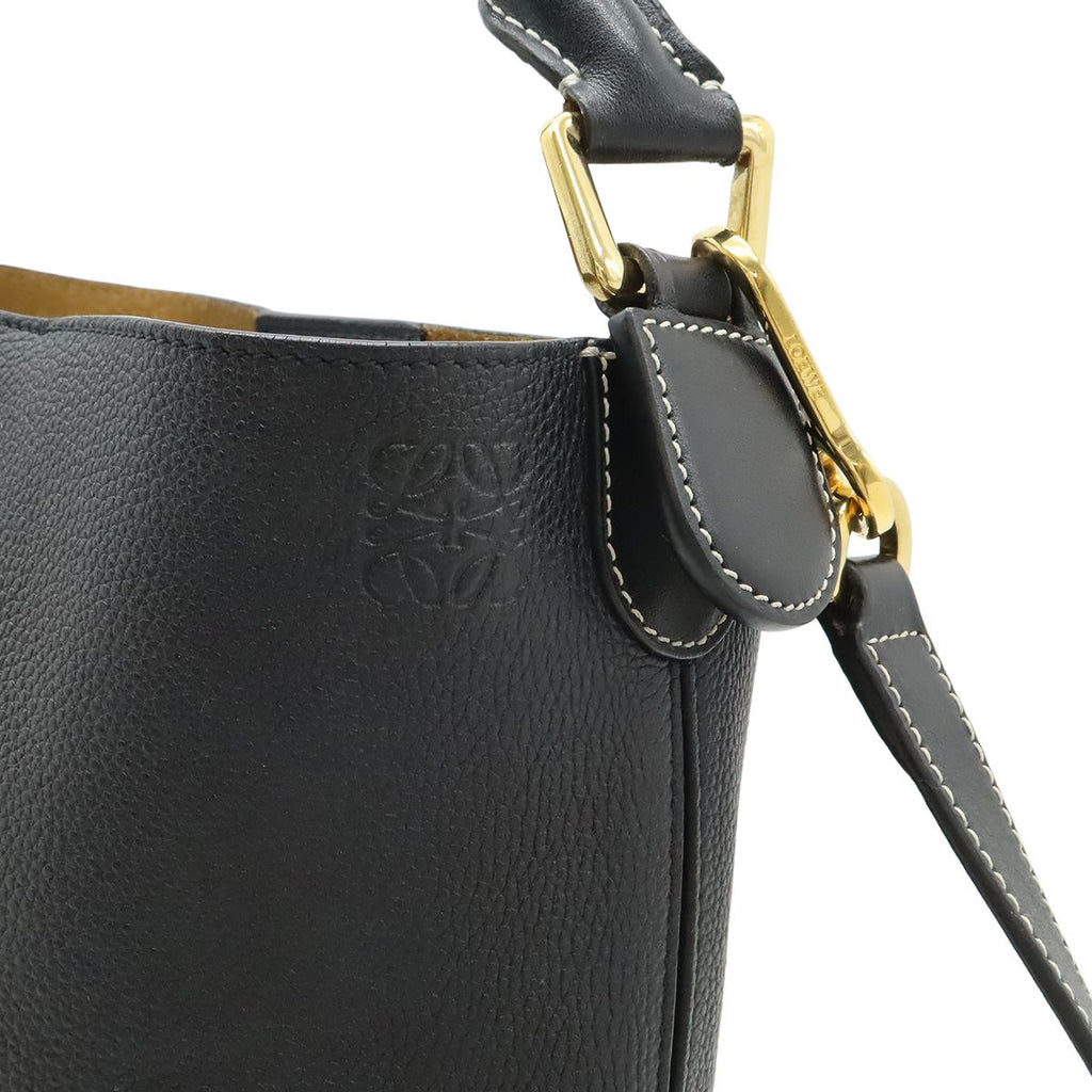 Loewe Anagram T Bucket Small 2-Way Shoulder Bag Leather Black Navy — view 4