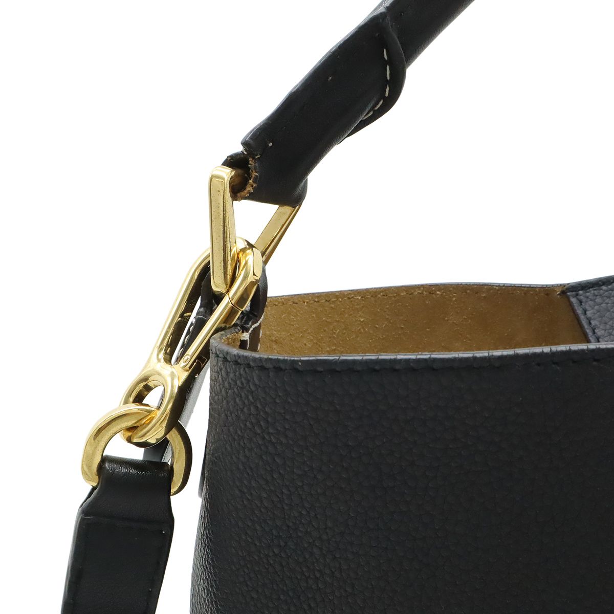 Loewe Anagram T Bucket Small 2-Way Shoulder Bag Leather Black Navy — view 7