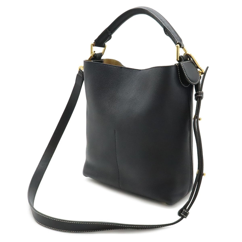 Loewe Anagram T Bucket Small 2-Way Shoulder Bag Leather Black Navy — view 2
