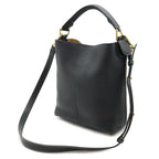 Loewe Anagram T Bucket Small 2-Way Shoulder Bag Leather Black Navy — view 2