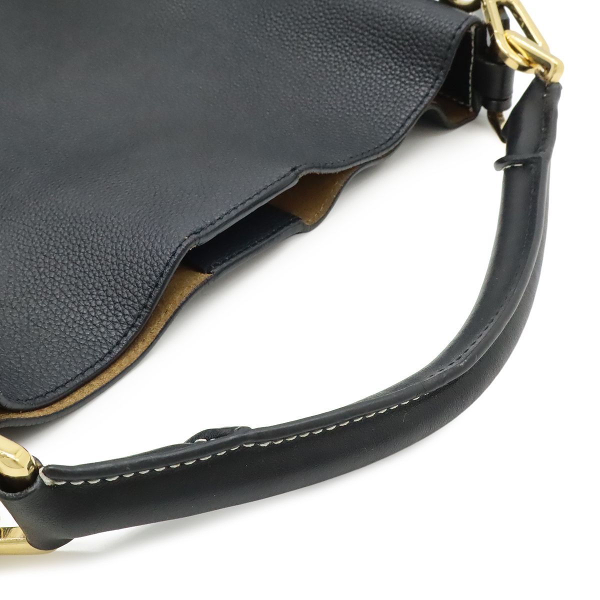 Loewe Anagram T Bucket Small 2-Way Shoulder Bag Leather Black Navy — view 6