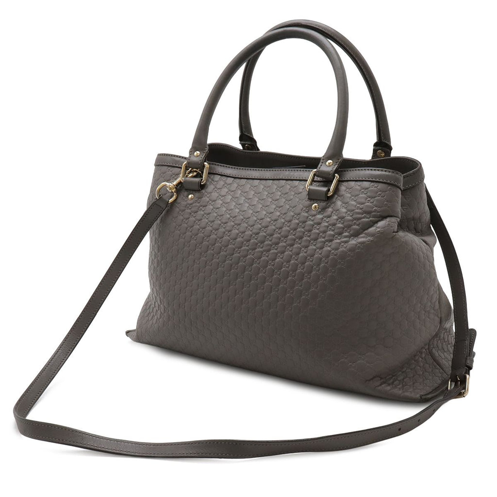 Gucci Micro Guccissima Tote 2-Way Shoulder Bag Leather Gray Gold — view 2