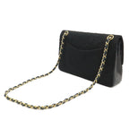 Chanel Quilted CC Logo Chain Shoulder Bag Cotton Jersey Leather Black Gold — view 2