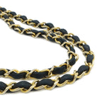 Chanel Quilted CC Logo Chain Shoulder Bag Cotton Jersey Leather Black Gold — view 5