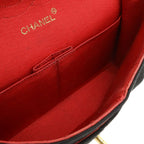 Chanel Quilted CC Logo Chain Shoulder Bag Cotton Jersey Leather Black Gold — view 7