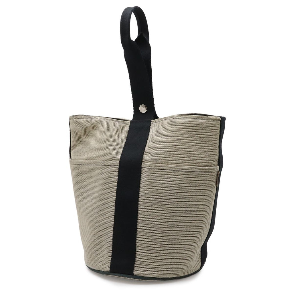Hermes Saxo MM Handbag Toile Ash Beige Black Silver — view 2