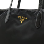 Prada Logo Tote Large Shoulder Bag Nylon Enamel Patent Nero — view 7