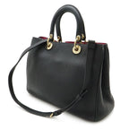 Dior Diorissimo 2-Way Shoulder Bag Crossbody Leather Black Gold — view 2