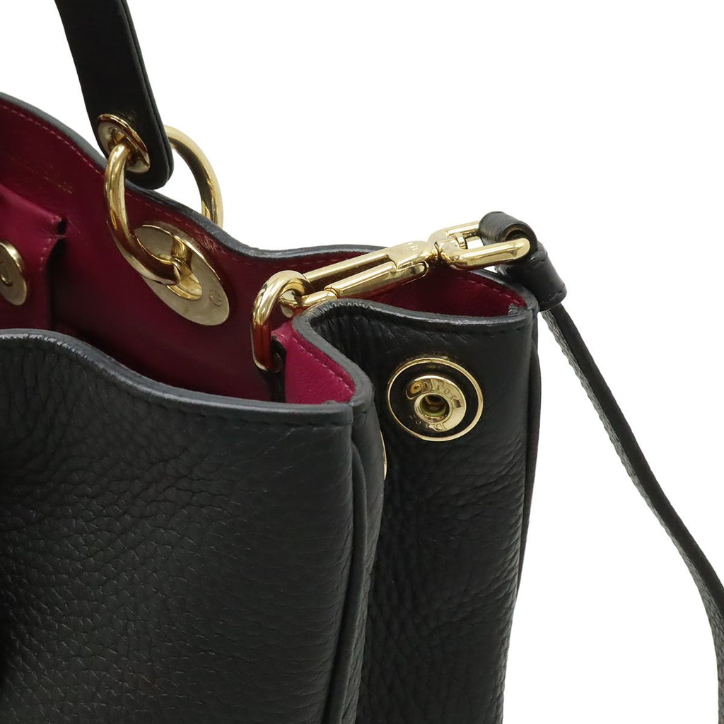 Dior Diorissimo 2-Way Shoulder Bag Crossbody Leather Black Gold — view 4