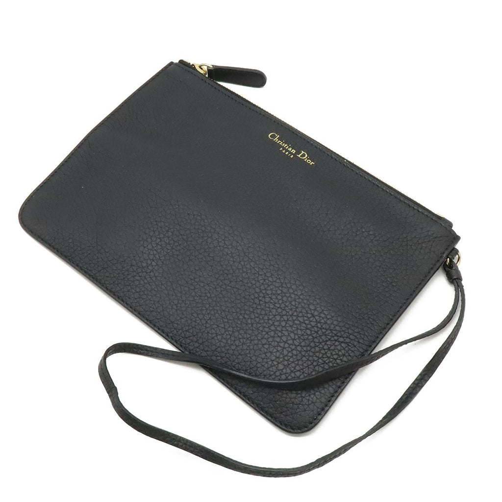 Dior Diorissimo 2-Way Shoulder Bag Crossbody Leather Black Gold — view 9