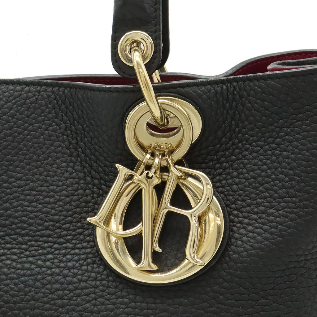 Dior Diorissimo 2-Way Shoulder Bag Crossbody Leather Black Gold — view 7