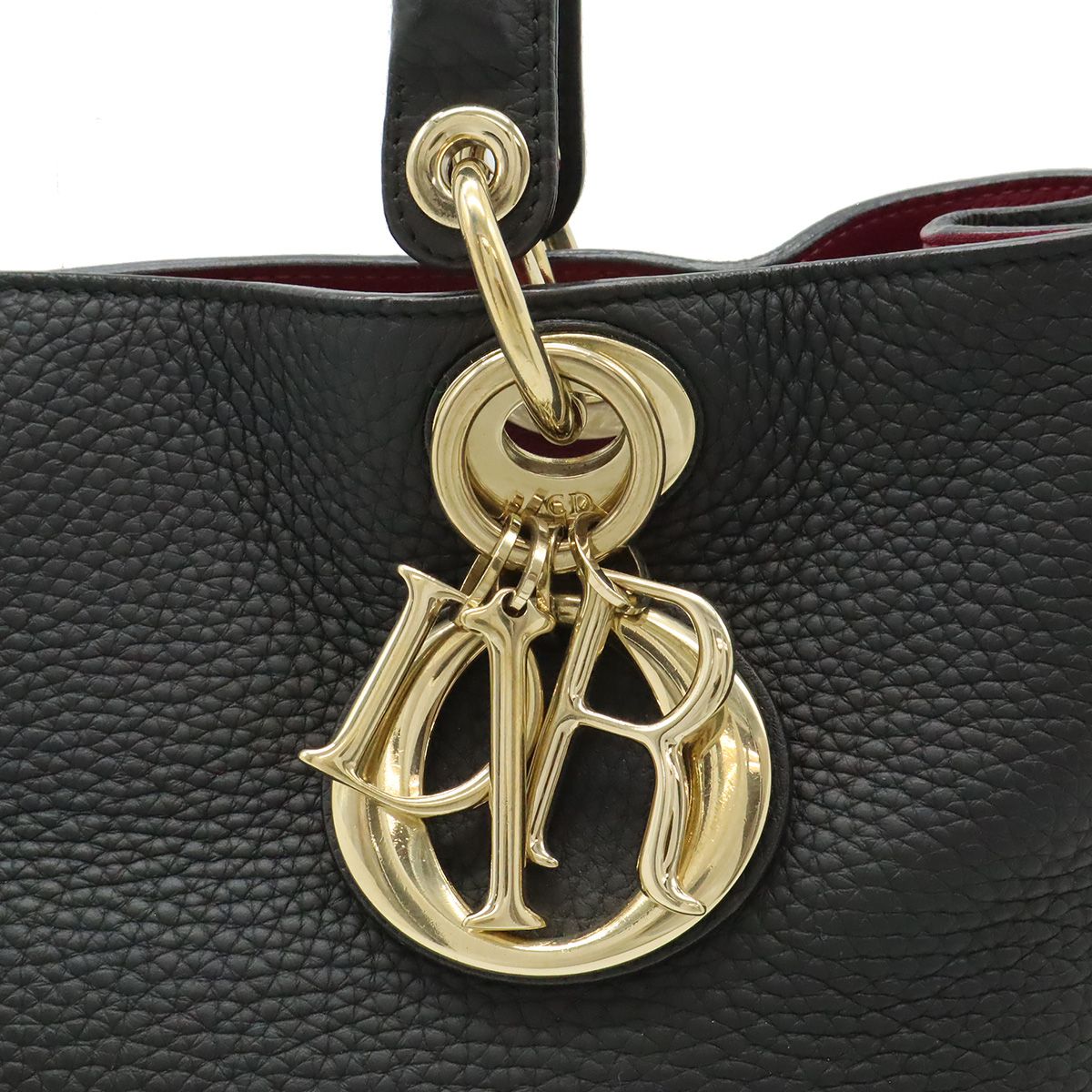 Dior Diorissimo 2-Way Shoulder Bag Crossbody Leather Black Gold — view 7