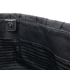 Prada Gathered Tote Large Handbag Nylon Leather Nero Black Silver Hardw — view 7