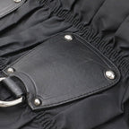 Prada Gathered Tote Large Handbag Nylon Leather Nero Black Silver Hardw — view 5