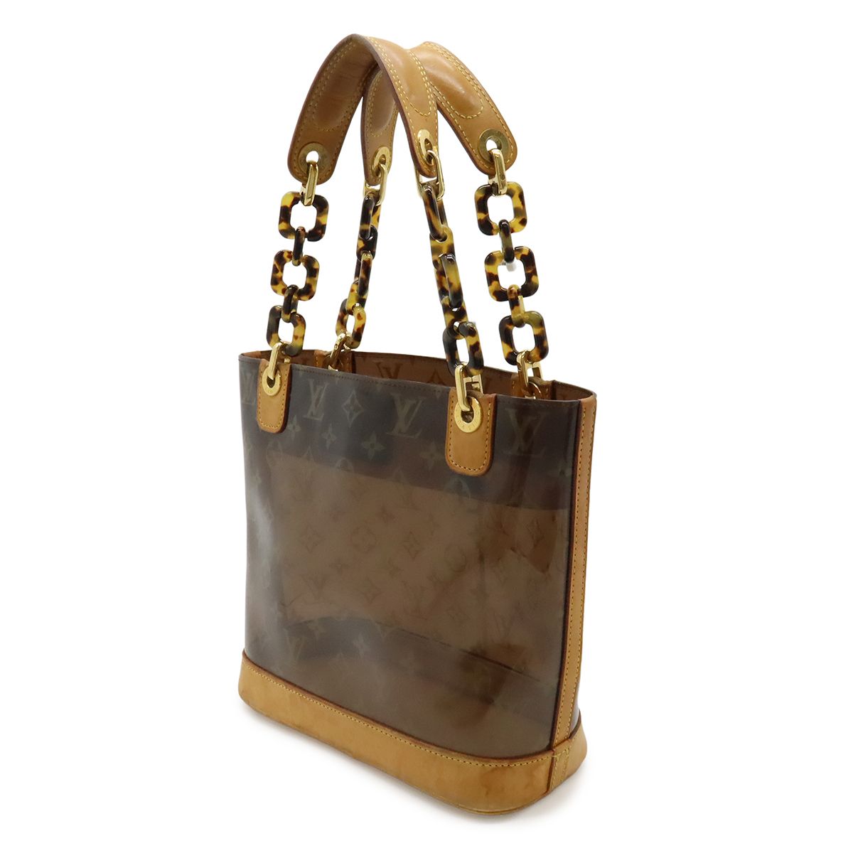 Louis Vuitton Monogram Vinyl Cover Amble PM Tote Shoulder Plastic Chain Clear Brown — view 2