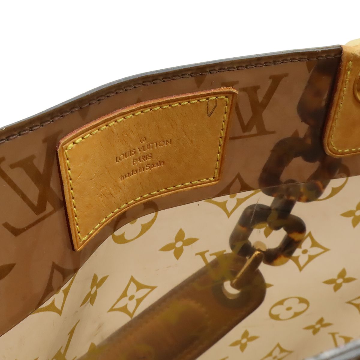 Louis Vuitton Monogram Vinyl Cover Amble PM Tote Shoulder Plastic Chain Clear Brown — view 6