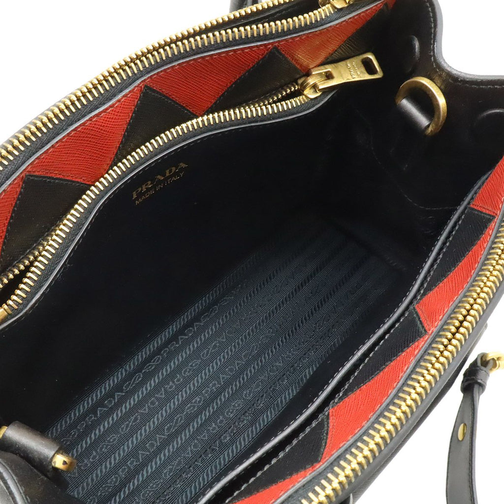 Prada Paradigm 2-Way Shoulder Bag Saffiano Leather Nero Black Fuoco Red — view 8