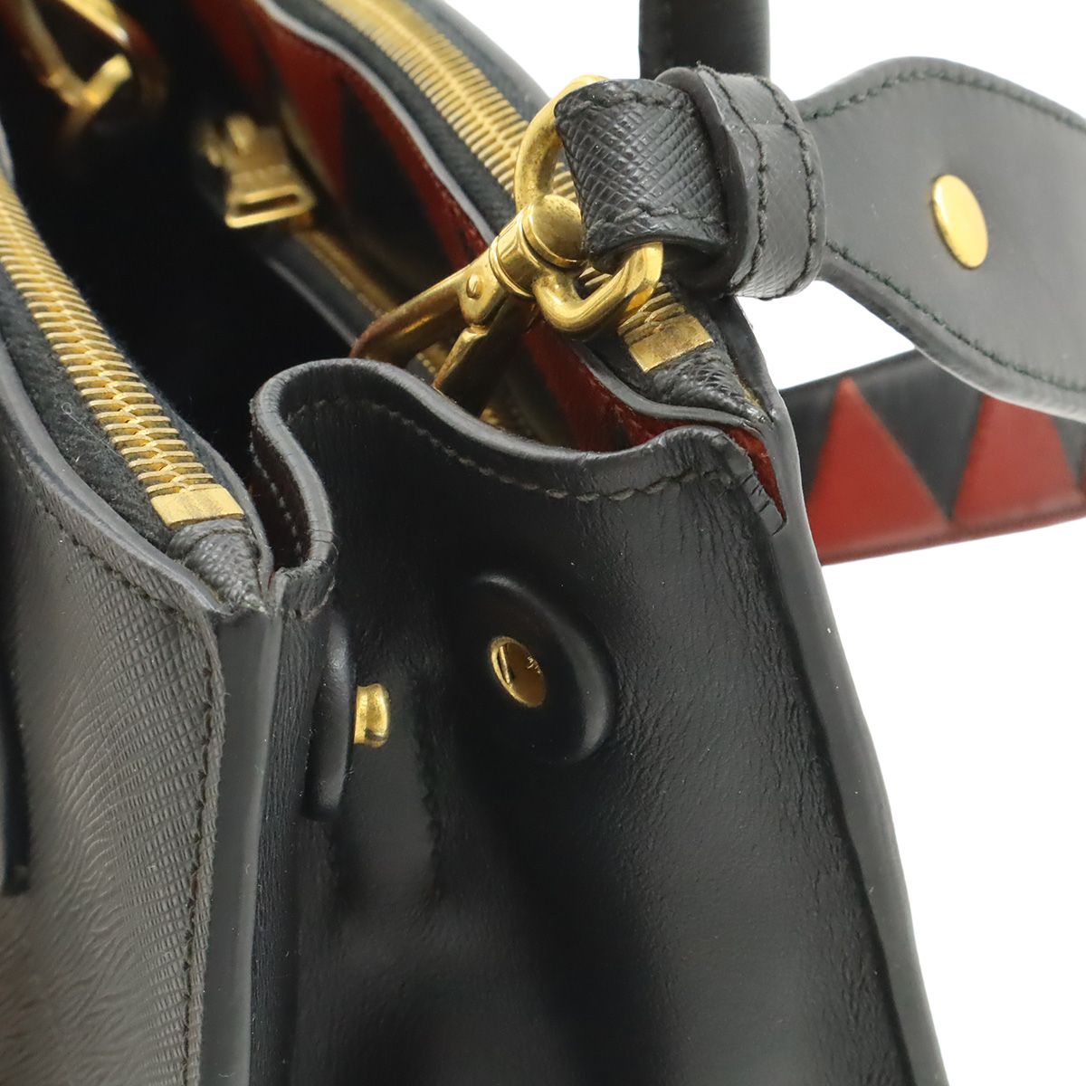 Prada Paradigm 2-Way Shoulder Bag Saffiano Leather Nero Black Fuoco Red — view 4